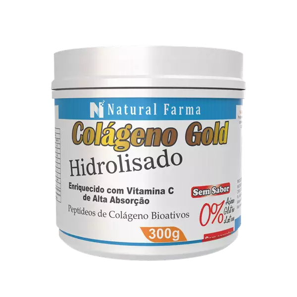 Colágeno Gold Hidrolisado Enriquecido com Vitamina C Sem Sabor 300g