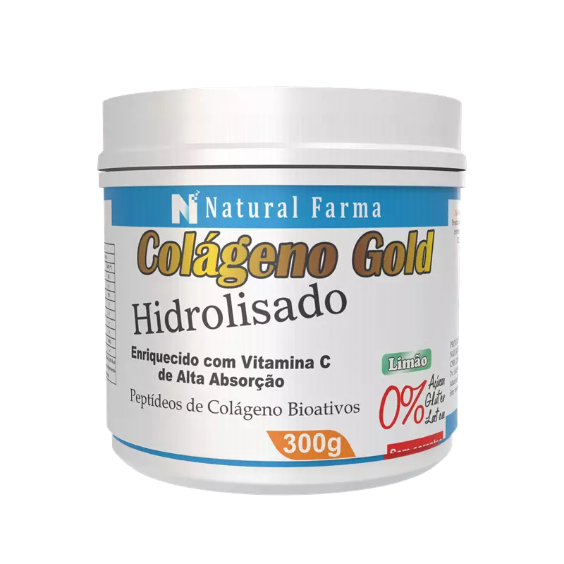 Colágeno Gold Hidrolisado Enriquecido com Vitamina C Sabor Limão 300g