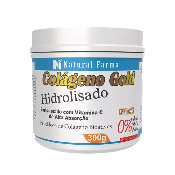 Colágeno Gold Hidrolisado Enriquecido com Vitamina C Sabor Laranja 300g