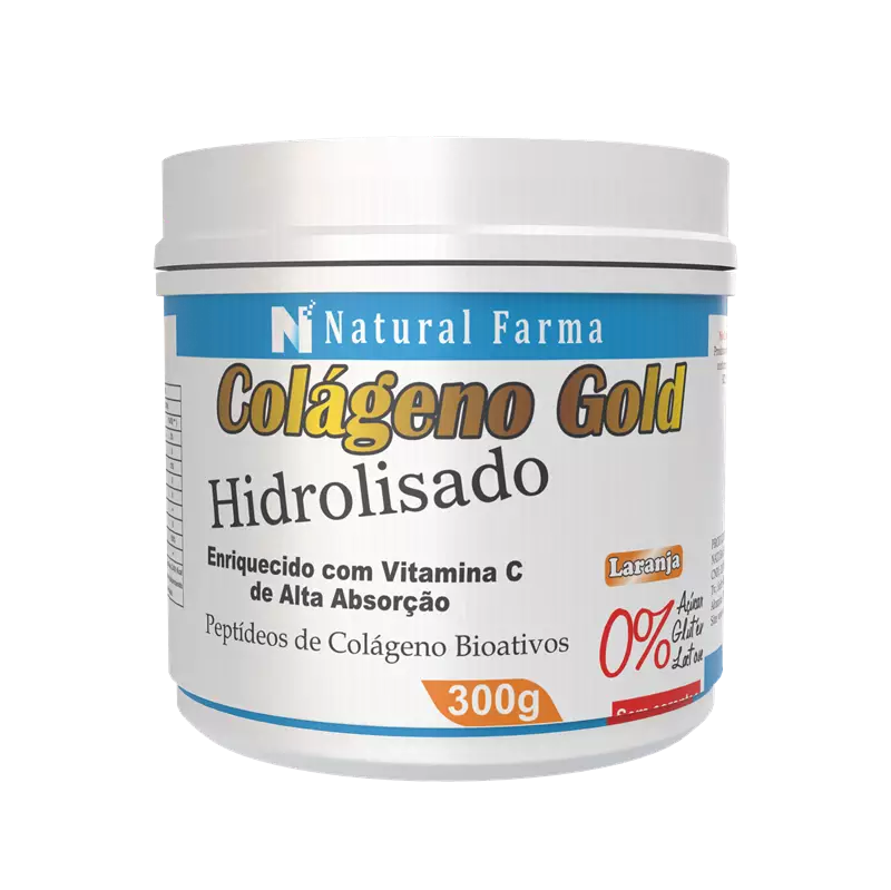 Colágeno Gold Hidrolisado Enriquecido com Vitamina C Sabor Laranja 300g