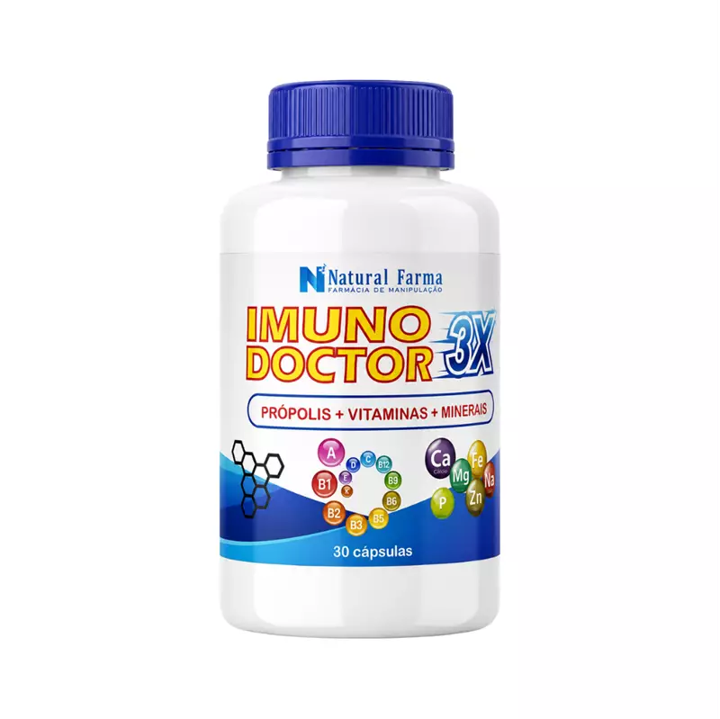 Imuno Doctor 3x Própolis, Vitaminas e Minerais 30 Cápsulas