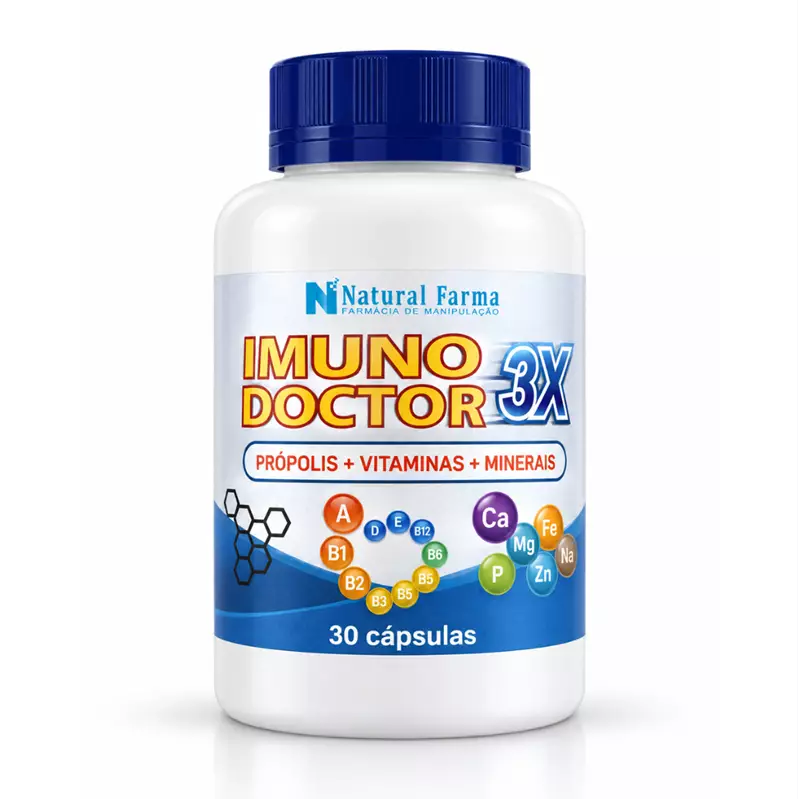 Imuno Doctor 3x Própolis, Vitaminas e Minerais 30 Cápsulas